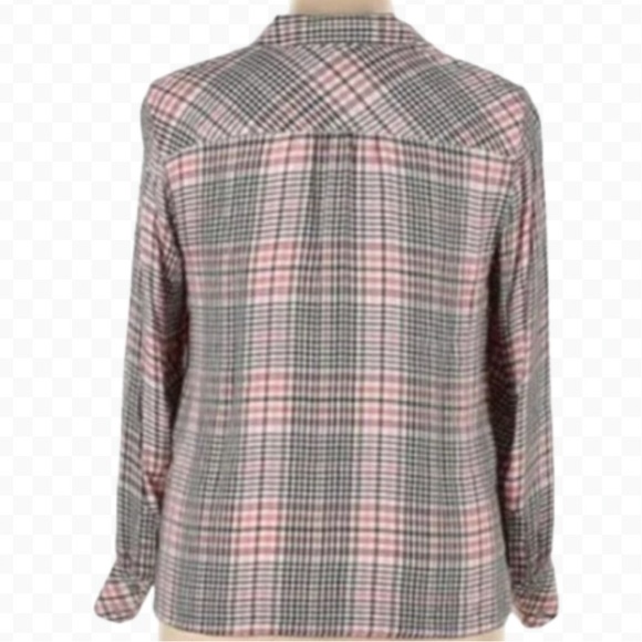 J.Jill * Tea-rose Pink Plaid Ruffled Blouse * Size 1X - Picture 2 of 6